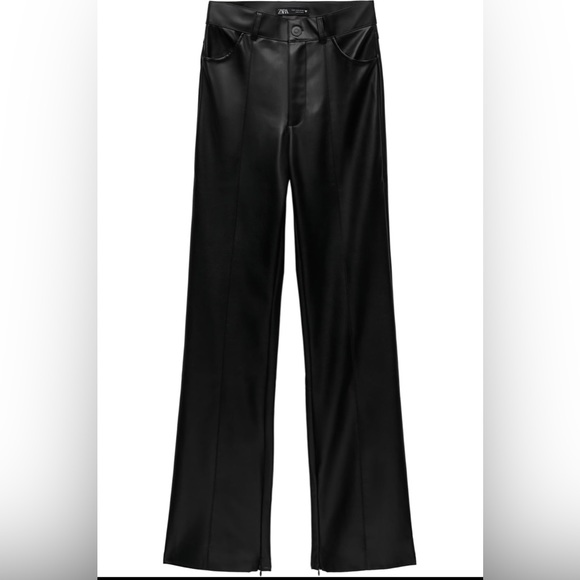 Zara Pants & Jumpsuits Zara Faux Leather Flared Pants Poshmark